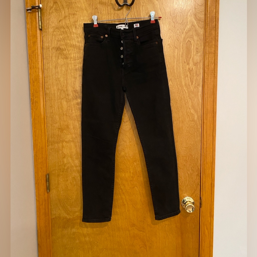 Re/Done 90s High Rise Ankle Crop Black Jeans 27